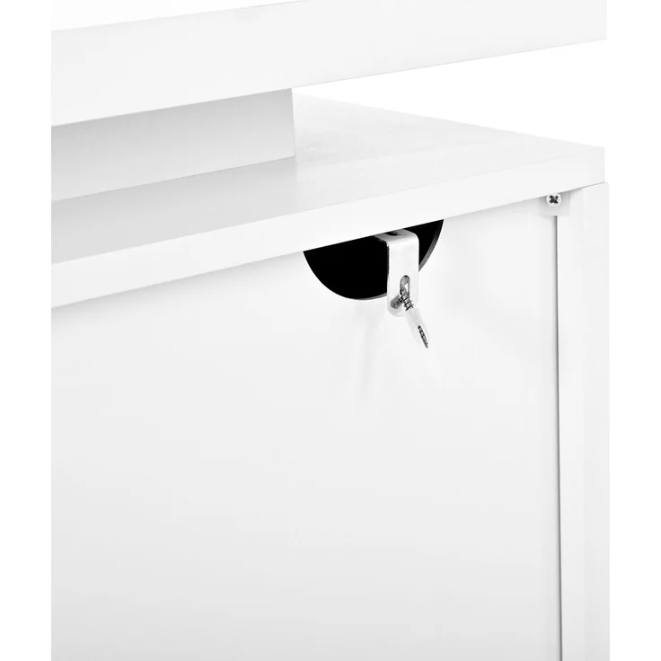 DESVIAE Sideboard mit LED-Beleuchtung und Schublade 140x80x40 cm Spanplatte Weiß – Bild 9