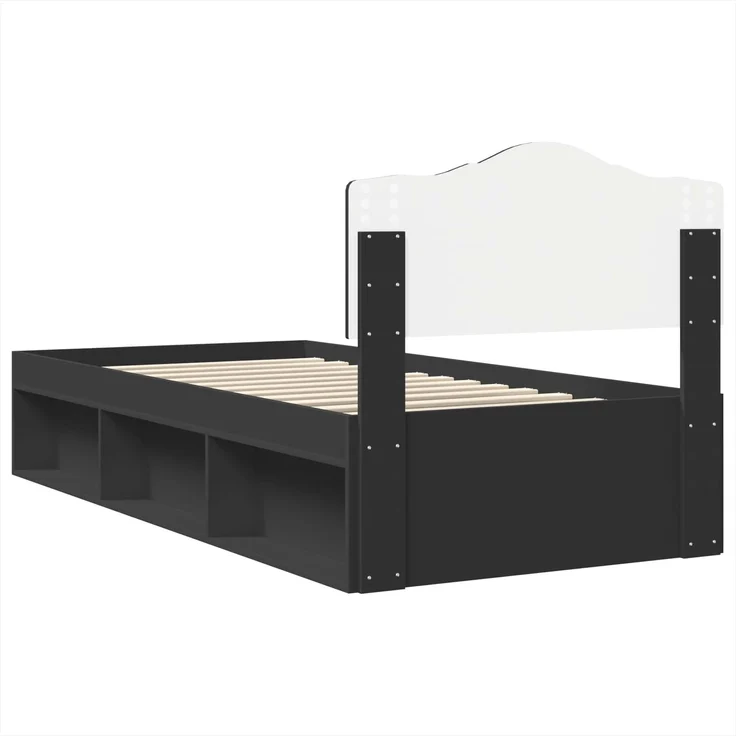 vidaXL Bettrahmen Schwarz 75 x 190 cm Massives Kiefernholz 3412962 – Bild 8