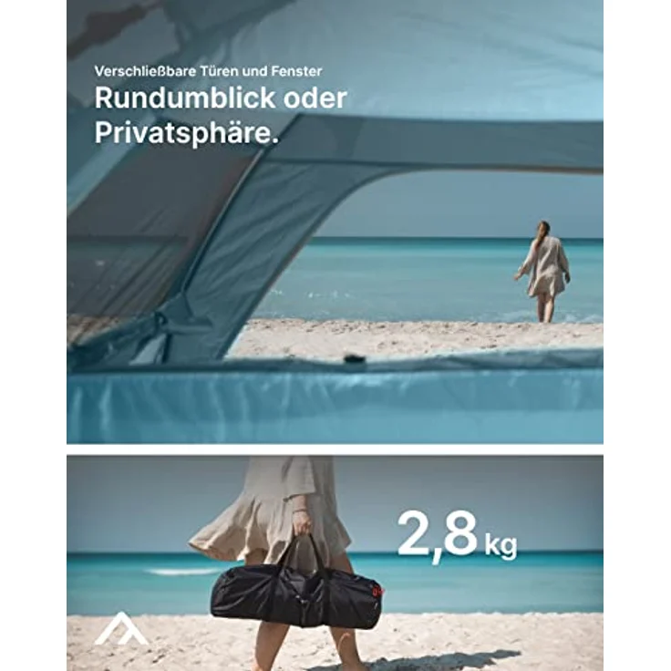 qeedo Quick Palm Strandmuschel mit UV-Schutz (UV80) & kleinem Packmaß - Leichtes Strandzelt für Kinder, Blau – Bild 4