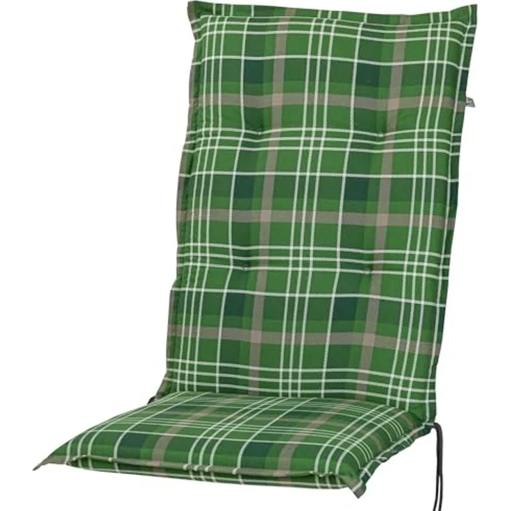 KETTtex Hochlehnerauflage Hochlehner Milano 2395 grün-braun kariert 120x49x6 cm KETTtex, (1 St), Halteband verstellbar mit Bindebändern