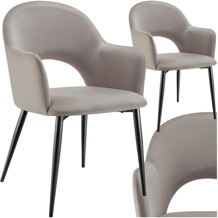 tectake Esszimmerstuhl Armlehnstuhl (2er Set, 2 St), in Samtoptik & gepolstert – Bild 4