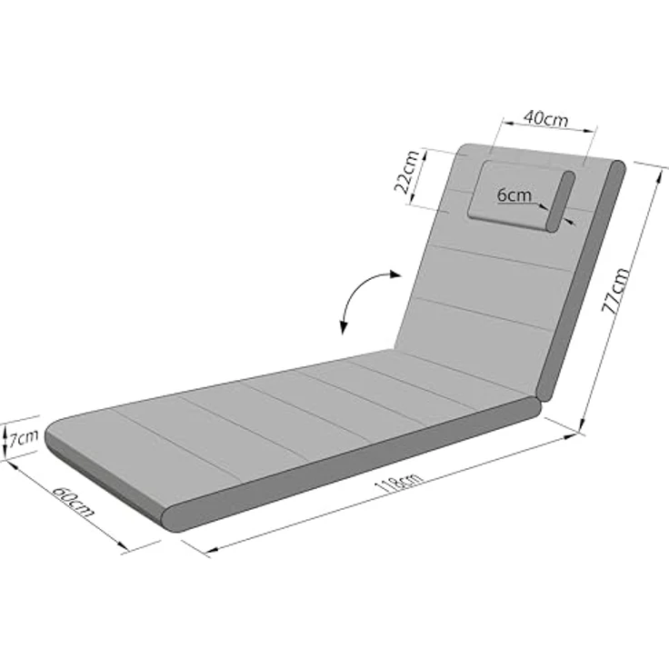 Bjird Liegenauflage "Luxus" Polsterauflage für Sonnenliege 204x60x7 cm, Wasserabweisend - Bezug abnehmbar und waschbar - UV-beständig – Bild 8