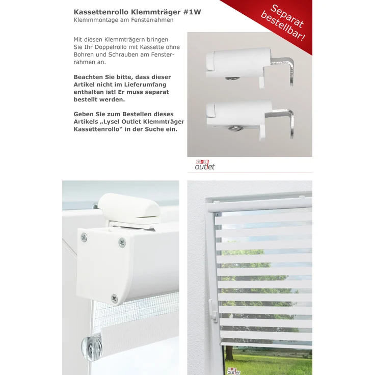 Lysel Outlet Doppelrollo Kassette Weiß, (B x H) 50cm x 175cm in weiß – Bild 7