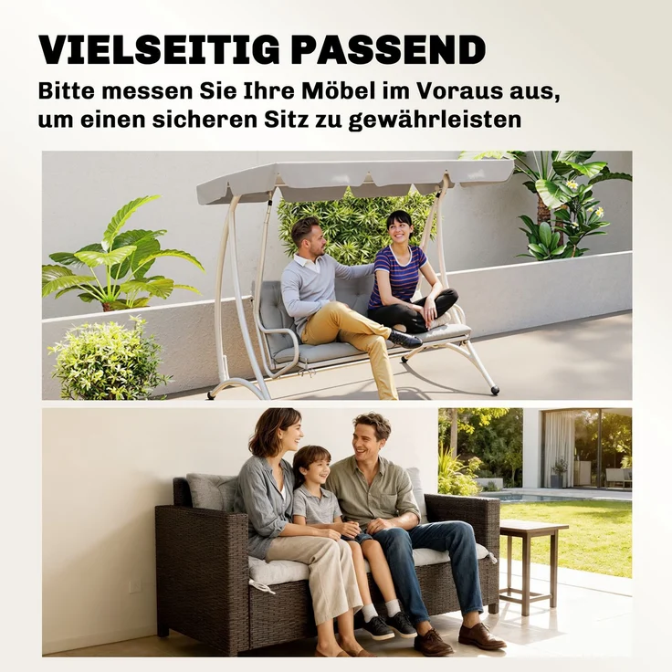 Outsunny Bankauflage, Polyester, Schaumstoff, Hellgrau, 98L x 150B x 8T cm – Bild 8