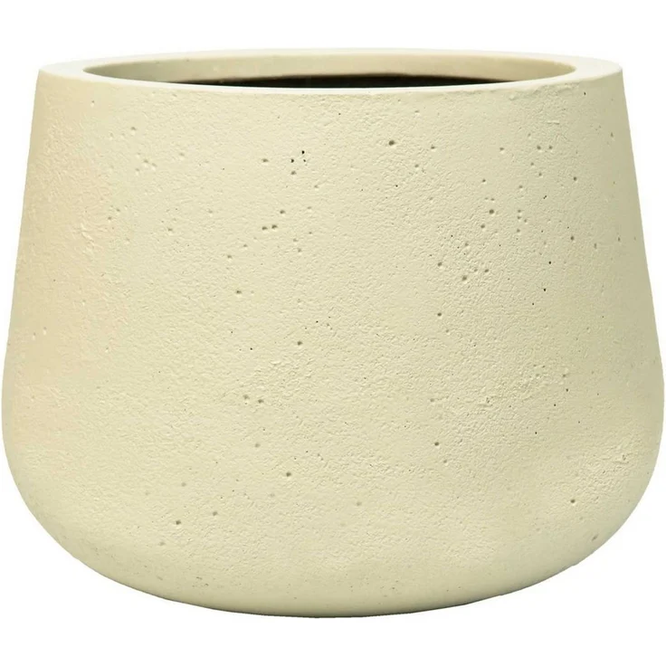 VIVANNO Blumentopf Fiberglas GIRAR Rund - Vesuvbeige Matt (1 St), 36x27 cm – Bild 1