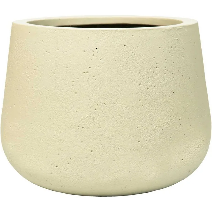 VIVANNO Blumentopf Fiberglas GIRAR Rund - Vesuvbeige Matt (1 St), 36x27 cm