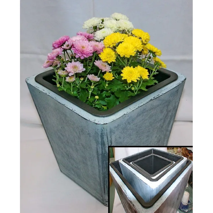 Pflanztopf Pflanzkübel Blumentopf 3er Set ( White wash)