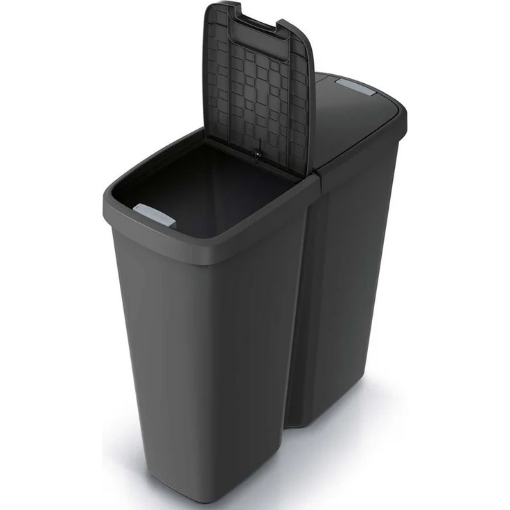KEDEN® Mülleimer Küche 50L 2 Fächer mit Deckel Schwarz Grün – Bild 3