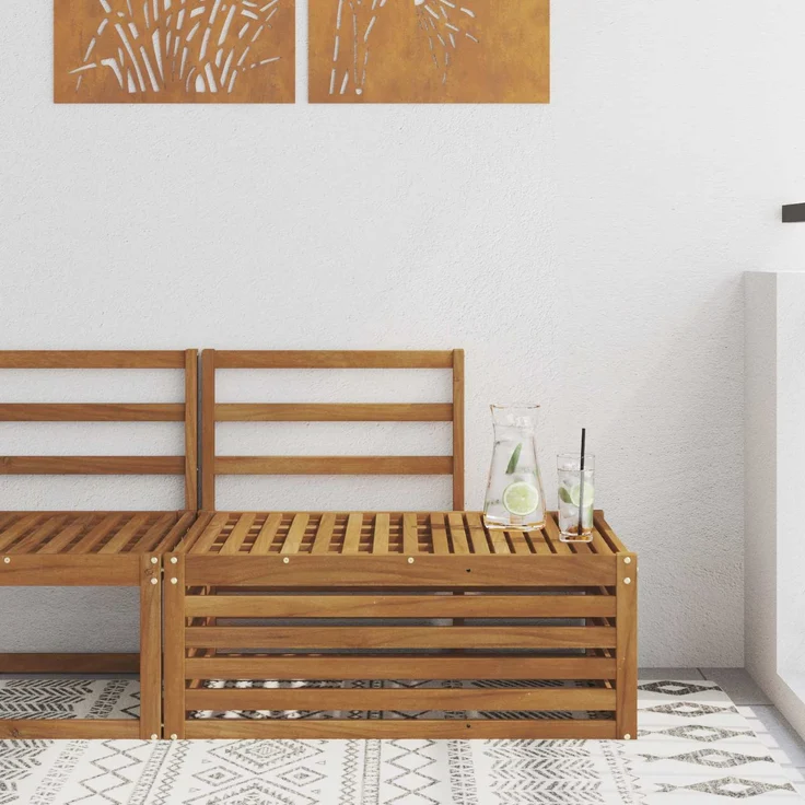 vidaXL Outdoor End Sofa Natur 91 x 63 x 73 cm Massivholz Akazie 900504 – Bild 1