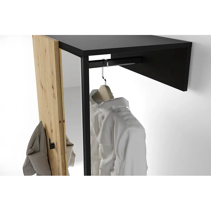 byLIVING Kompaktgarderobe Dielen - Set Andorra (1-St) maximale Ordnung auf wenig Fläche mit Spiegel, Kleiderstange und Haken – Bild 7