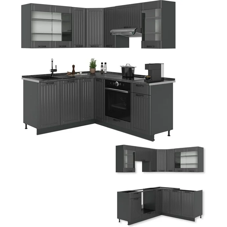Eckküche Fame-Line Dunkelgrau/Anthrazit 190 x 160 cm, AP Eiche Vicco – Bild 7