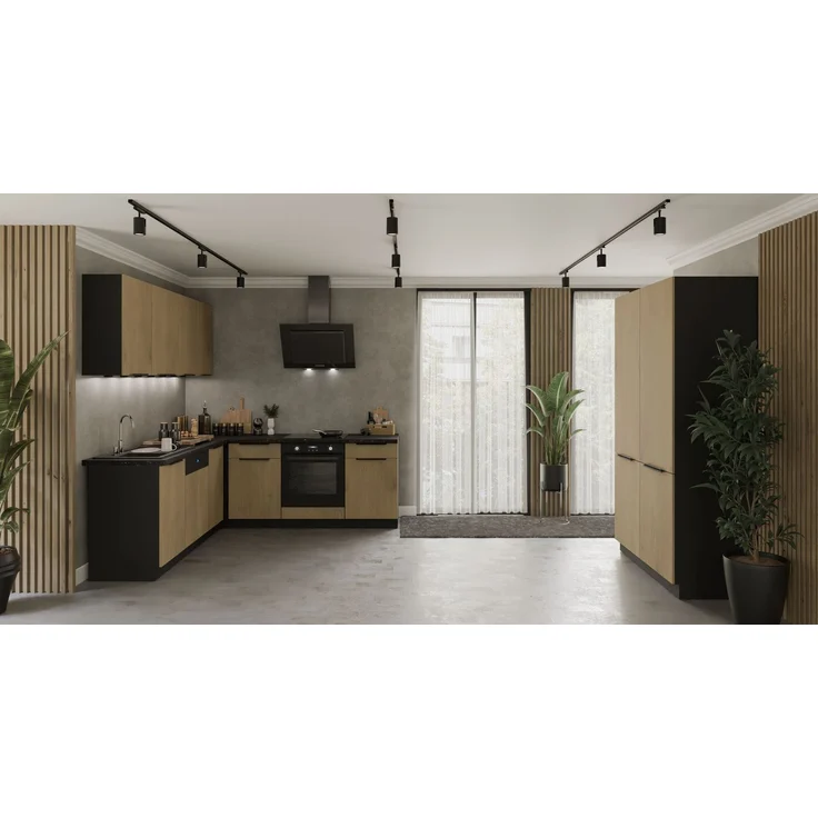 Winkelküche CREMONA ECKE 1 - 215 x 220 + 120 cm Eiche hell Küchenzeile Küchenblock Singleküche Einbauküche Küche Eckküche – Bild 15