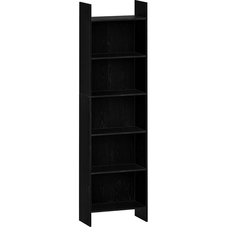 Bücherregal, Regal, Standregal, Büroregal, mit 6 Fächern, offen, für Wohnzimmer, Arbeitszimmer, Büro, als Raumteiler, 24 x 48 x 170 cm, Schwarz – Bild 2