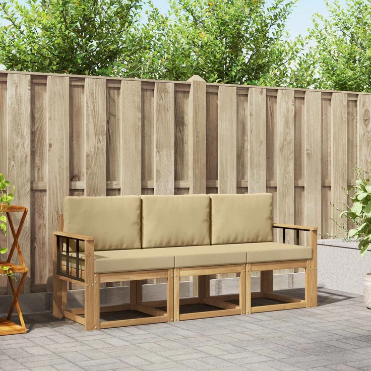 vidaXL Outdoor-Sofagarnitur 3 stk. White and Beige 189.5 x 63 x 73 cm 3387187 – Bild 1