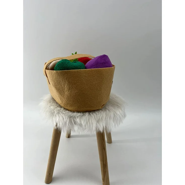 Obstkörbchen Gemüsekorb Einkaufskorb Plüsch Kuschel Zubehör für Kinderküchen und Kaufmannsladen, ab 18 Monaten – Bild 3