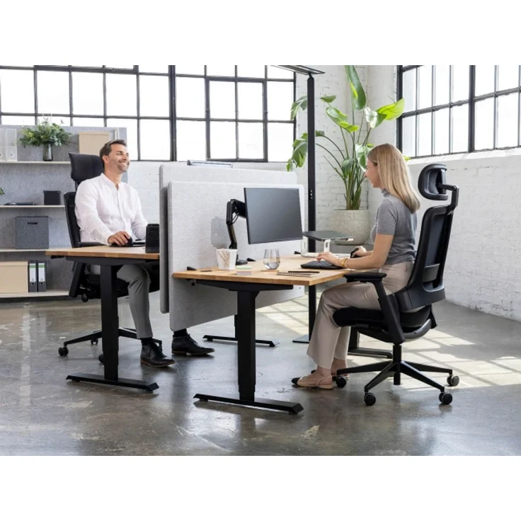 Desktopia Pro X - Elektrisch höhenverstellbarer Schreibtisch / Ergonomischer Tisch mit Memory-Funktion, Eiche Echtholz, Gestell Weiß, 160x80 cm – Bild 8