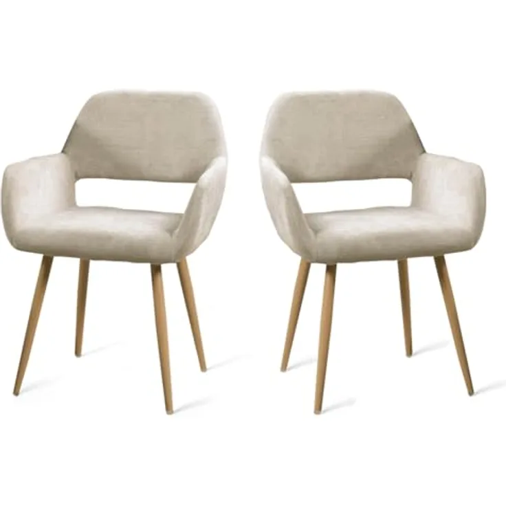 MEUBLE COSY Sessel 2er Set Relaxsessel Lehnstühle Polsterstuhl mit Metallbeine für Wohnzimmer Vanity, Stoff, Beige