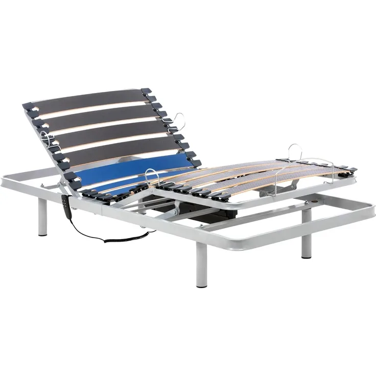 Geriafy - Elektrisch Verstellbarer Lattenrost Home Silver | 80x190 cm | Verstärkt und kompakt | Kabelgebundene Fernbedienung