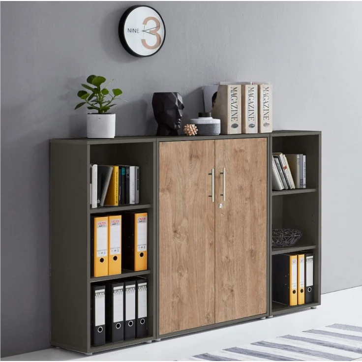 moebel-dich-auf Aktenschrank TABOR 2 (Aktenregale/Aktenschränke ideal für DIN A4 Ordner inkl. 2 Einlegeböden, Büroschrank abschließbar mit Griffen aus Edelstahl) Made in Germany – Bild 1