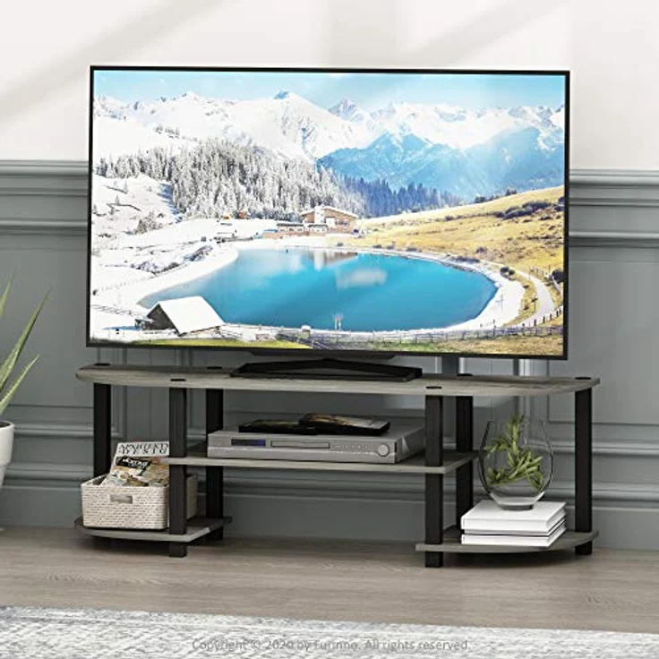 Furinno TV-Regal mit 4 Ablageflächen, holz, French Oak Grey, 34. 04x120. 02x40. 39 cm – Bild 3