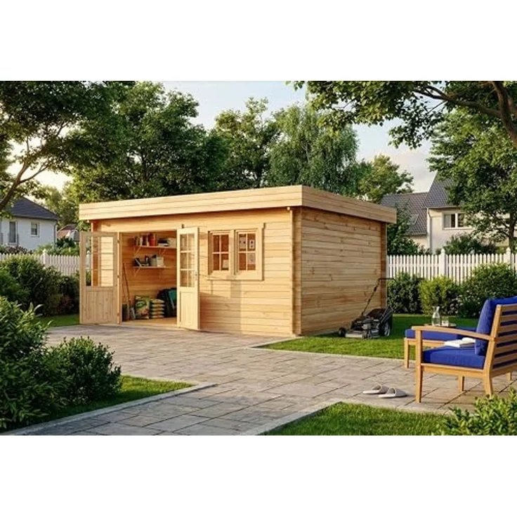 Alpholz Gartenhaus Spree B Gartenhaus aus Holz Holzhaus mit 28 mm Wandstärke Blockbohlenhaus mit Montagematerial – Bild 2