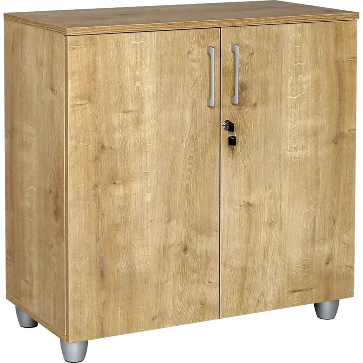 Schreibtisch Set 2 GELA, Saphir Eiche Dekor, rechts gewinkelt, inkl. Schreibtisch, Beistellcontainer 3 Schübe, Aktenschrank – Bild 4