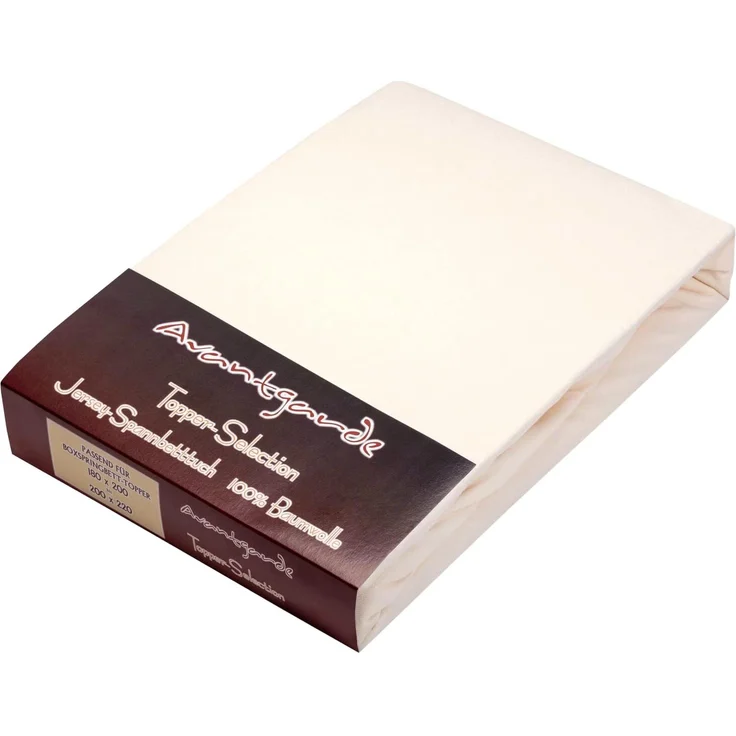 AVANTGARDE Premium Topper - Spannbettlaken - 180x200-200x220 cm - extra niedriger Steg - für Boxspringbett - Topperauflage - Spannbetttuch Jersey Baumwolle, ca. 170g/m², Oeko-TEX (02 Natur) – Bild 2