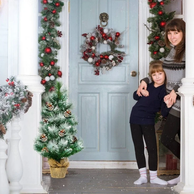 COSTWAY Künstlicher Weihnachtsbaum, 34 schneebedeckte Spitzen PVC Nadeln 60cm – Bild 2