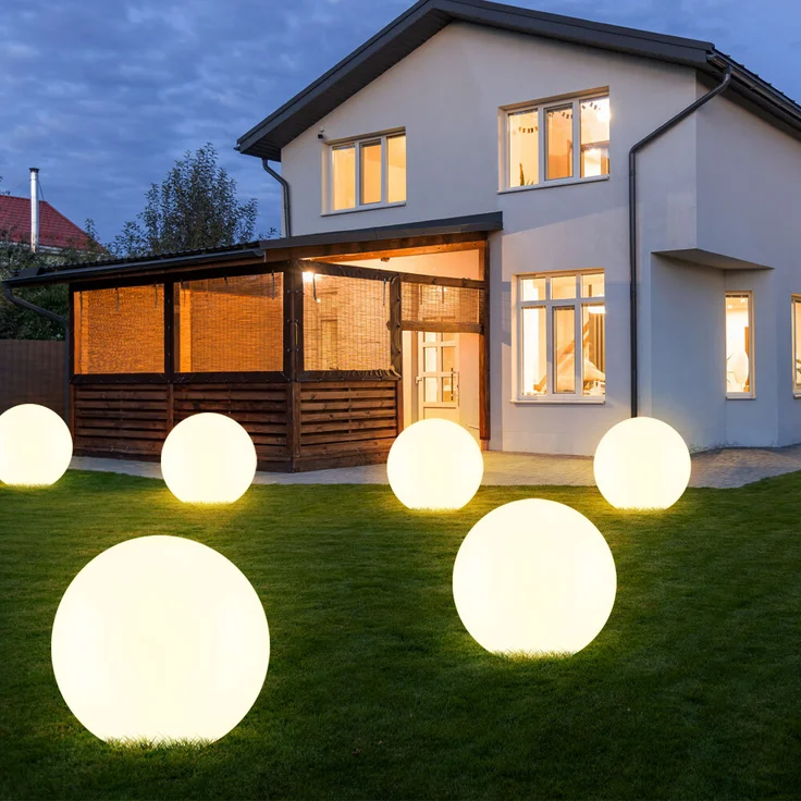 6x LED Solarleuchte, Kugel weiß, DM 20 cm, H 62 cm – Bild 3