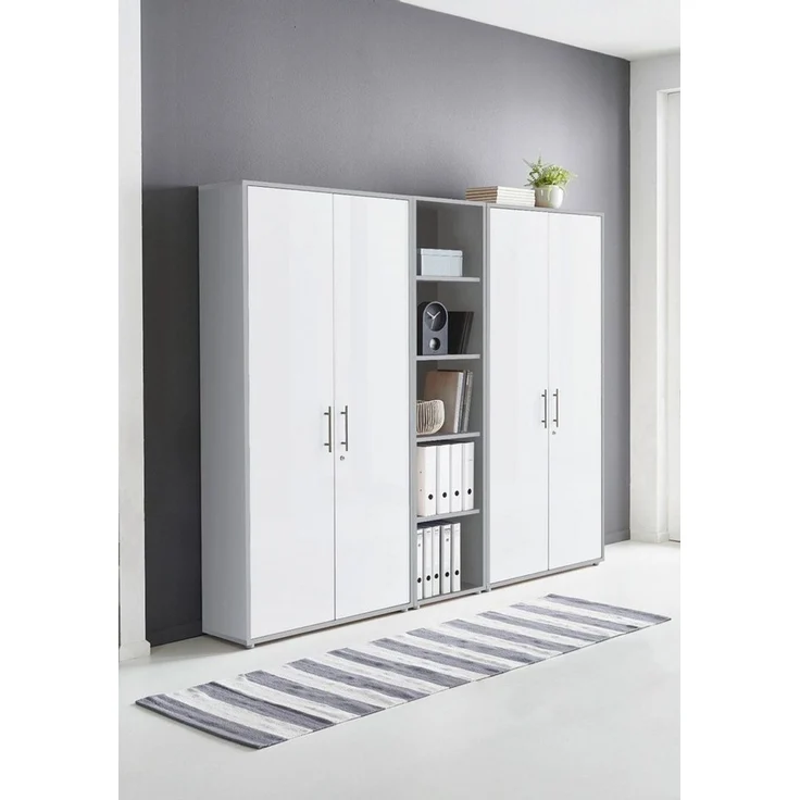 BMG Möbel Aktenschrank Büromöbel Office Edition 10 (Aktenschrank Regal Set, besteht aus 2x Aktenschrank und 1x Regal) mit viel Stauraum, abschließbar – Bild 2