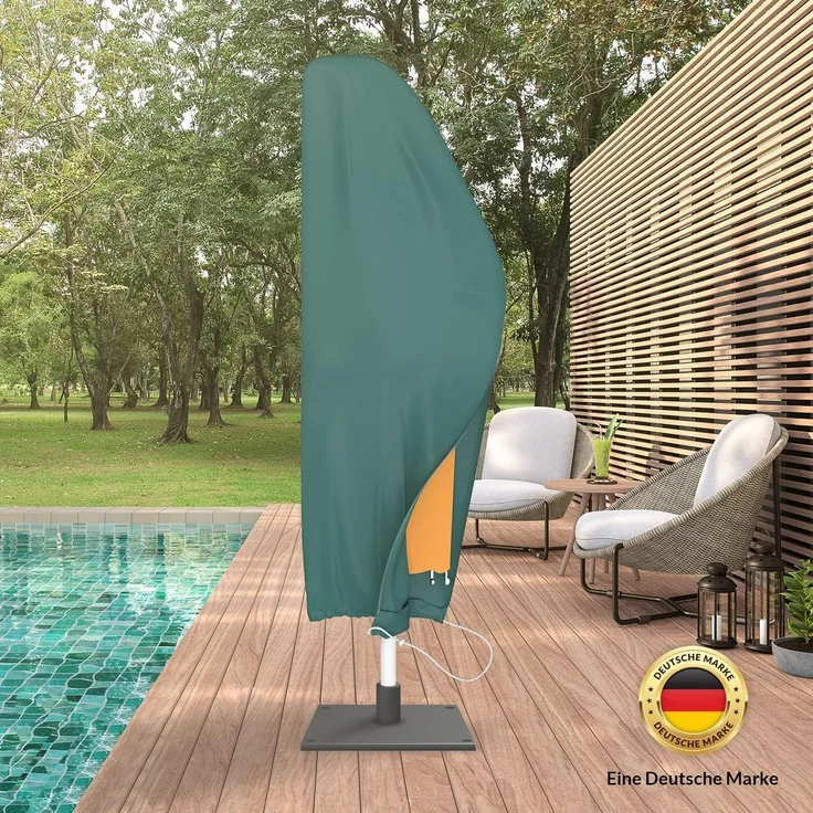 Kronenburg Sonnenschirm-Schutzhülle Schutzhülle Ampelschirm grün - Wetterfest, UV-beständig, 265 cm (Schutzhülle), Wasserdicht, winterfest, ideal für Schirme bis 500 cm Durchmesser – Bild 7