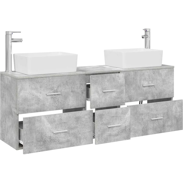 vidaXL Badezimmerschrank-Set 3 stk. Betongrau 136 x 35 x 80 cm 3405862 – Bild 3