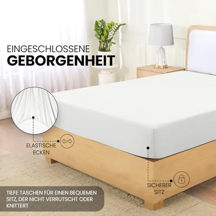 Utopia Bedding - Spannbettlaken 140x200 cm - Weiß - Oeko-Tex Zertifiziertes Gebürstete Polyester-Mikrofaser Spannbetttuch - 35 cm Tiefe Tasche – Bild 5