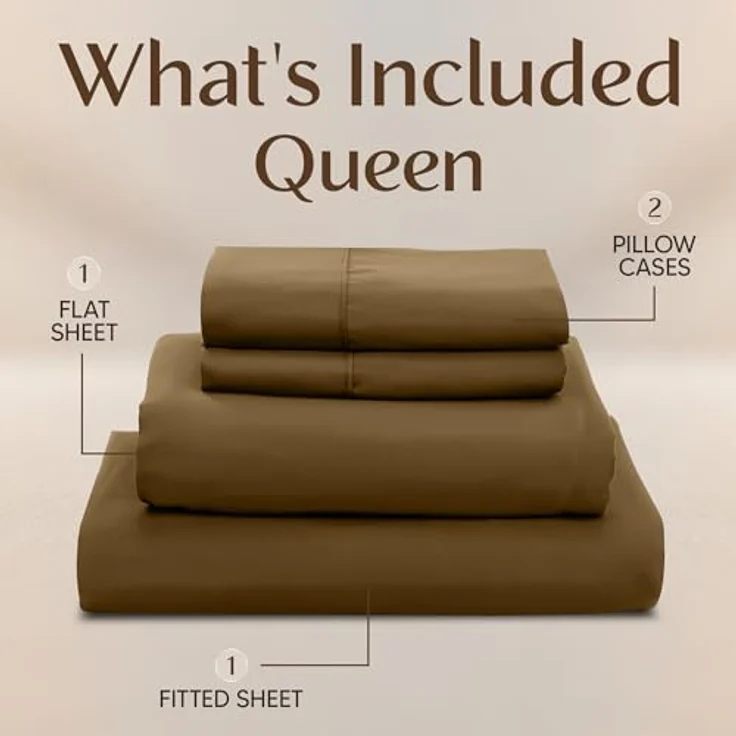 Utopia Bedding Queen-Bettwäsche-Set – 4-teiliges Bettwäsche-Set – gebürstete Mikrofaser – schrumpffrei und lichtbeständig – pflegeleicht (Queen, Mokka) – Bild 4