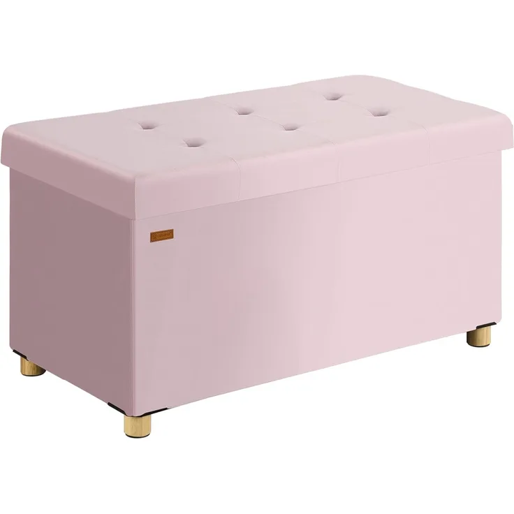 Casaria Sitzbank, Samt Rosa Faltbar mit Holzfüßen 76x38cm 300kg Belastbarkeit Flur