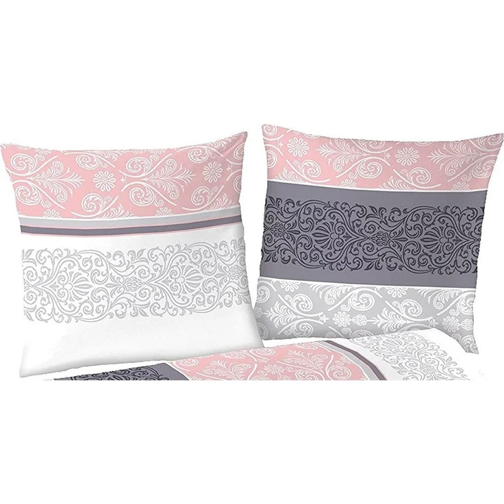 soma Biber Bettwäsche 2 teilig Bettbezug 135x200 cm Kopfkissenbezug 80x80 cm rosa quarz silber Ornamente – Bild 3