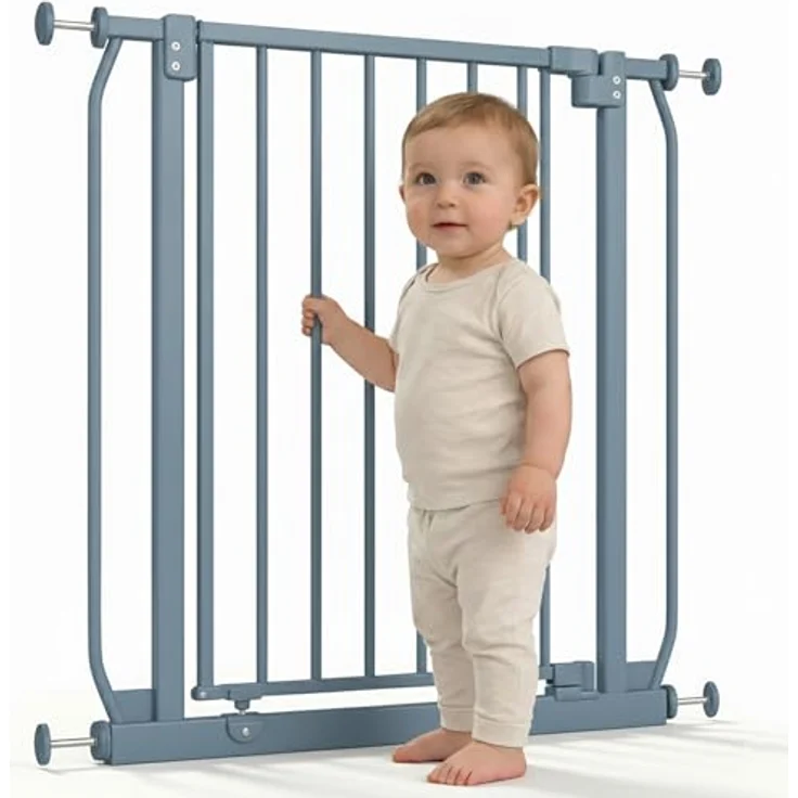 Safetots Elite Sicherheitsschutzgitter, 80cm - 89cm, Mattgrau, Treppenschutzgitter mit Druckmontage, Sicherheitsbarriere, Einfache Installation – Bild 2