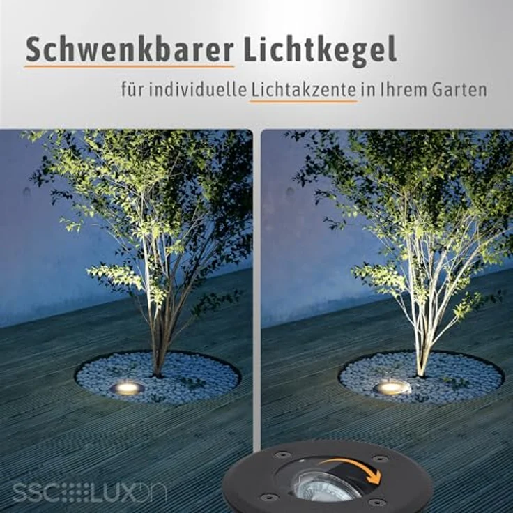 SSC-LUXon JUAVI Bodeneinbauleuchte schwarz, steuerbar per App & Sprache, befahrbar bis 2000 kg, Smart GU10 WLAN RGBW 4W dimmbar – Bild 2