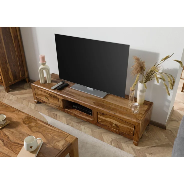 TV-Board Sheesham 160 x 43 x 33 braun lackiert ANCONA #112 – Bild 2