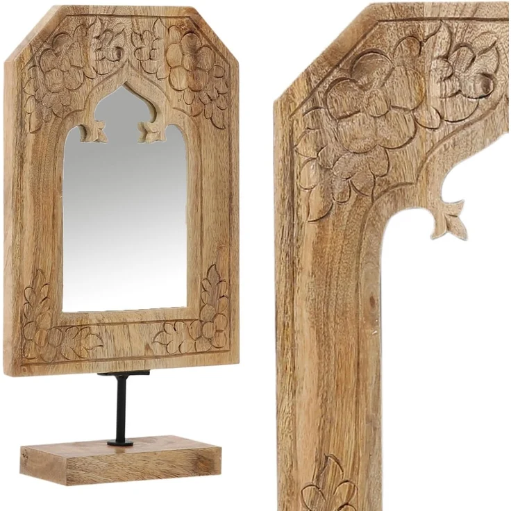 Marrakesch Orient & Mediterran Interior Schminkspiegel Schminkspiegel Schminktisch Holz 38cm, Boho Standspiegel Spiegel – Bild 3