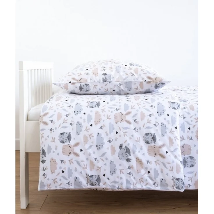 Loolay Bettwäsche HASE Eule Beige Weiss Babybettwäsche Kinderbettwäsche Jugendbettwäsche, Alle gängigen Bettgrößen für Kinder, Jugend und Erwachsene! – Bild 2