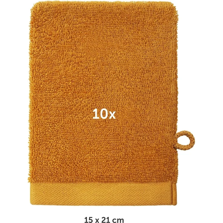 Blumtal Waschhandschuh 10er Set aus Frottee 15x20 cm - weich und saugstark, (Set), mit modischer Bordüre und praktischer Aufhängeschlaufe, 100% Baumwolle – Bild 2