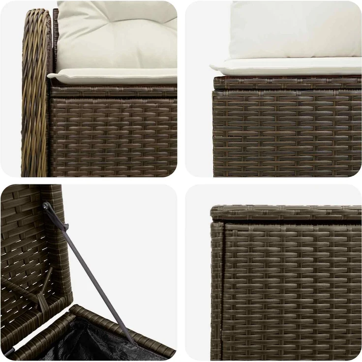 vidaXL Sofa Set 5 stk. Braun und Creme Weiß Polyrattan und Stahl 3447774 – Bild 6