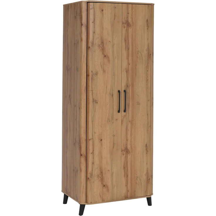 Hochschrank HWC-P42, Garderoben-/Kleiderschrank Kleideraufbewahrung Schrank 2 Türen 216x80x57cm ~ Wotan-Eiche-Optik – Bild 9