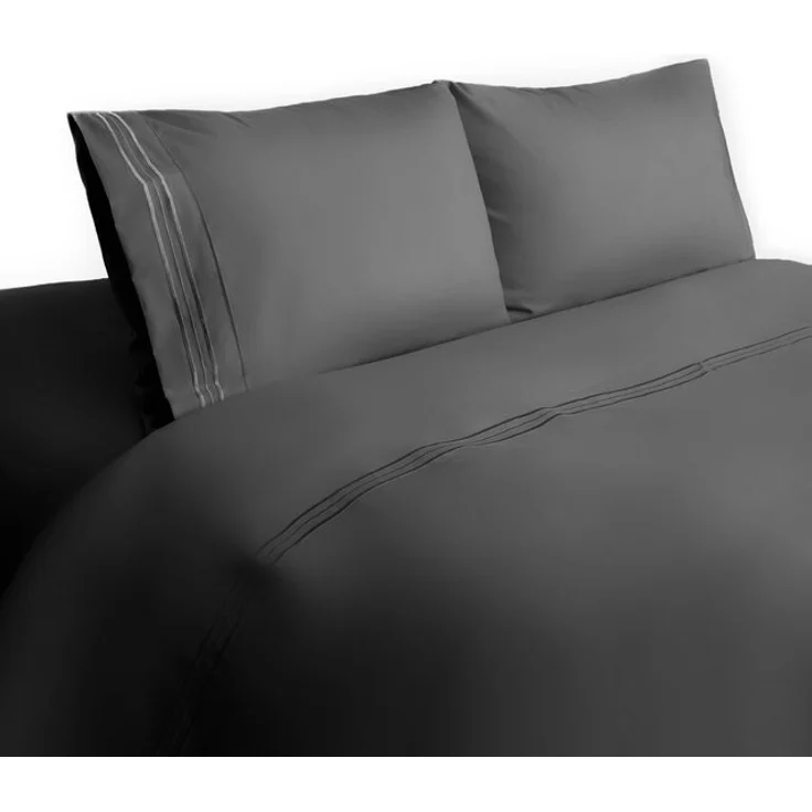 Bettwäsche 200 x 220 cm mit 2 Kissenbezüge 50 x 70 cm - 4-teilig für 2 Personen Anthrazit – Bild 4