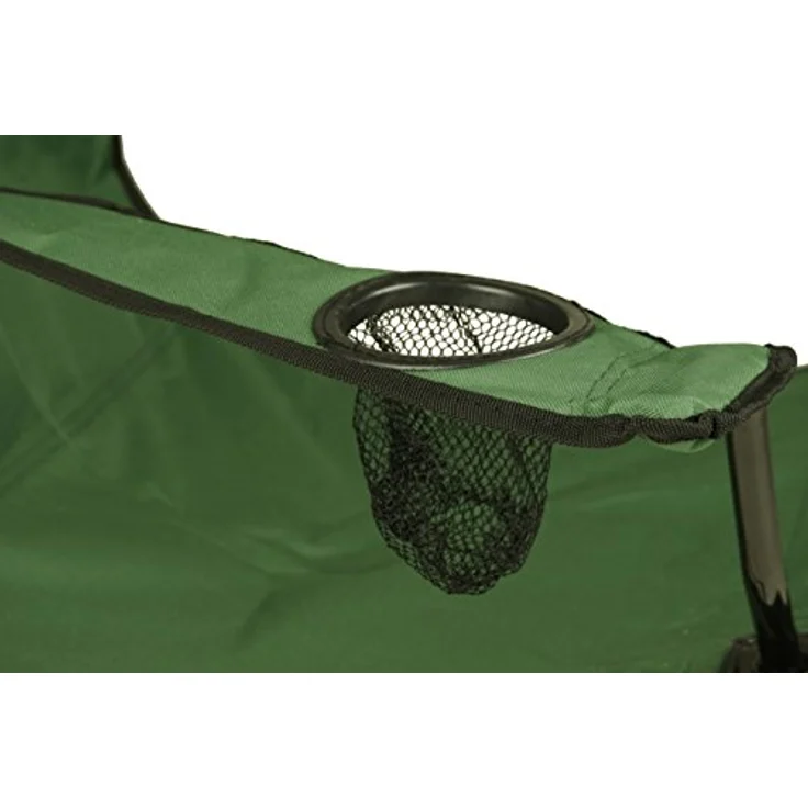 Nexos Trading Angelstuhl Faltstuhl Campingstuhl Klappstuhl mit Armlehne und Getränkehalter praktisch robust leicht dunkelgrün – Bild 5