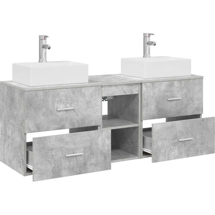 vidaXL Badezimmerschrank-Set 3 stk. Betongrau 129 x 41 x 79,5 cm 3405838 – Bild 4