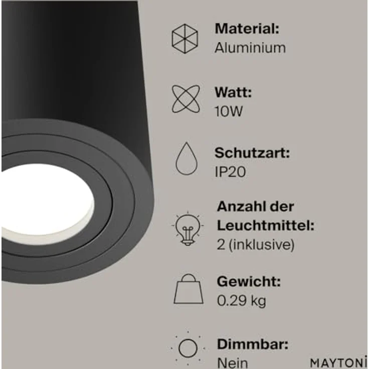 MAYTONI ATOM Deckenlampe – Flacher GU10 Deckenspot aus Aluminium, schwenkbar und LED fähig, für Küche, Flur, Wohnzimmer – Schwarz – Bild 3