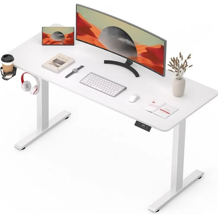 SANODESK Schreibtisch Elektrisch höhenverstellbarer Schreibtisch (inkl. vielseitigem Zubehör, 2-Fach-Teleskop mit Memory-Steuerung & Anti-kollisionssystem), schnelle Montage, verschiedene Größen zur Auswahl