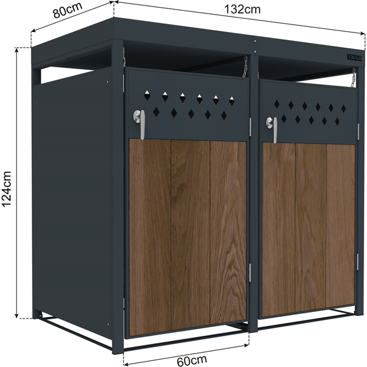 Mülltonnenbox Müllbox Mülltonnenverkleidung 2 Türen Box Pflanzdach Anthrazit – Bild 2